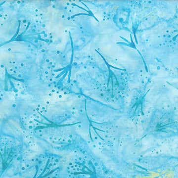 HydroHue Blue Floral Sprigs Batik fabric yardage for quilting