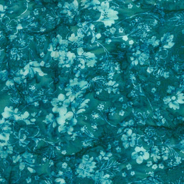 HydroHue Dark Teal Floral batik fabric yardage for quilting