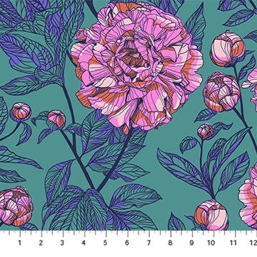 Indelible Jade Peony 108" Wide 3 Yard Quilt Fabric Back Pack