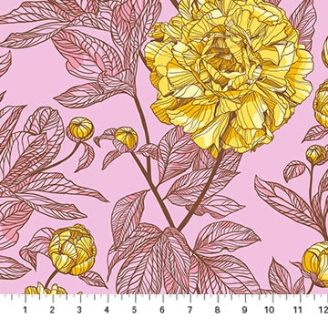 Indelible Sunshine Peony 108" Wide 3 Yard Quilt Fabric Back Pack