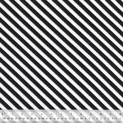 BeColorful Black and White Diagonal Stripe Fabric Yardage