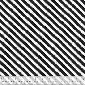 BeColorful Black and White Diagonal Stripe Fabric Yardage