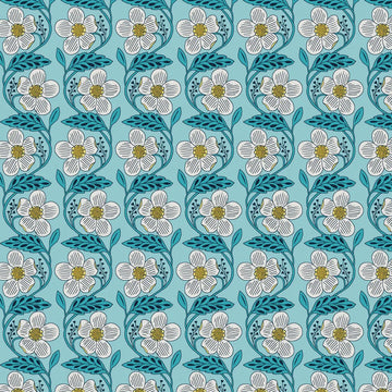 Blooming Color II Turquoise Dora Fabric Yardage
