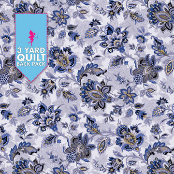 The Drawing Room Light Blue Footstool 108" Wide 3 Yard Quilt Fabric Back Pack
