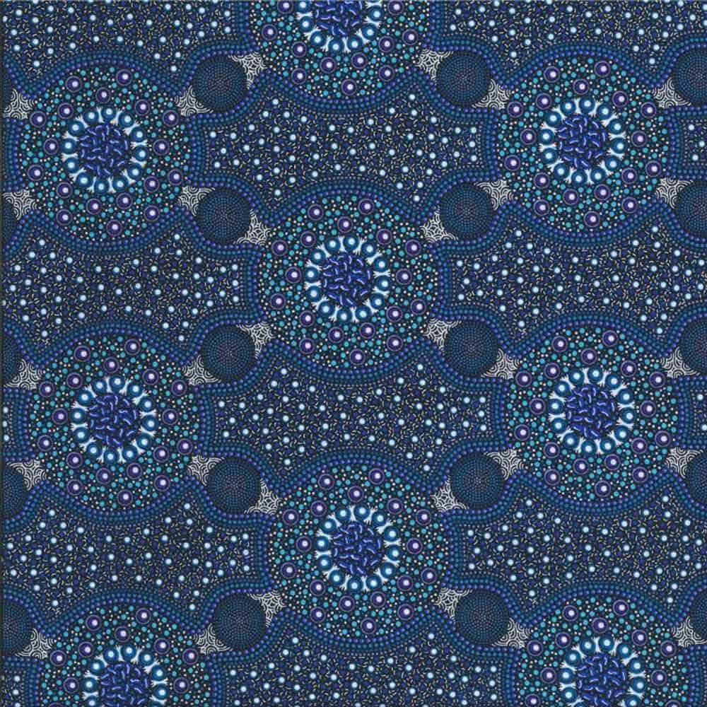 Bush Flowers Blue Fabric Yardage