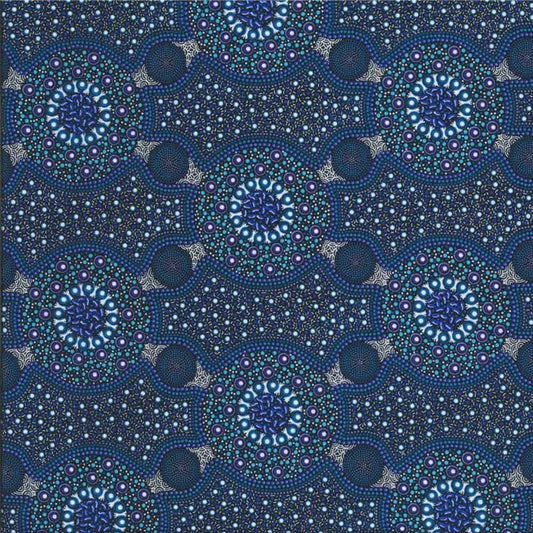 Bush Flowers Blue Fabric Yardage