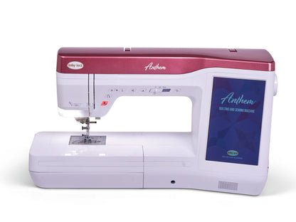 The Baby Lock Anthem Sewing & Quilting Machine features a modern design, large blue touchscreen, StitchSync Regulation for precision sewing, and comes with FREE 60 days of online classes. Perfect for sewists seeking advanced features.