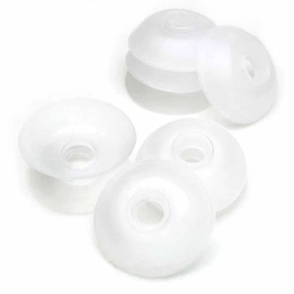 Eight translucent Bob-EEZ, each 1-7/8" in diameter from Checker Distributor, are shown on a white background. These flexible rings can also serve as creative cord organizers or holders for cross stitch supplies.