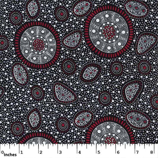 Bush Onion Wildflowers Dreaming Black Fabric Yardage