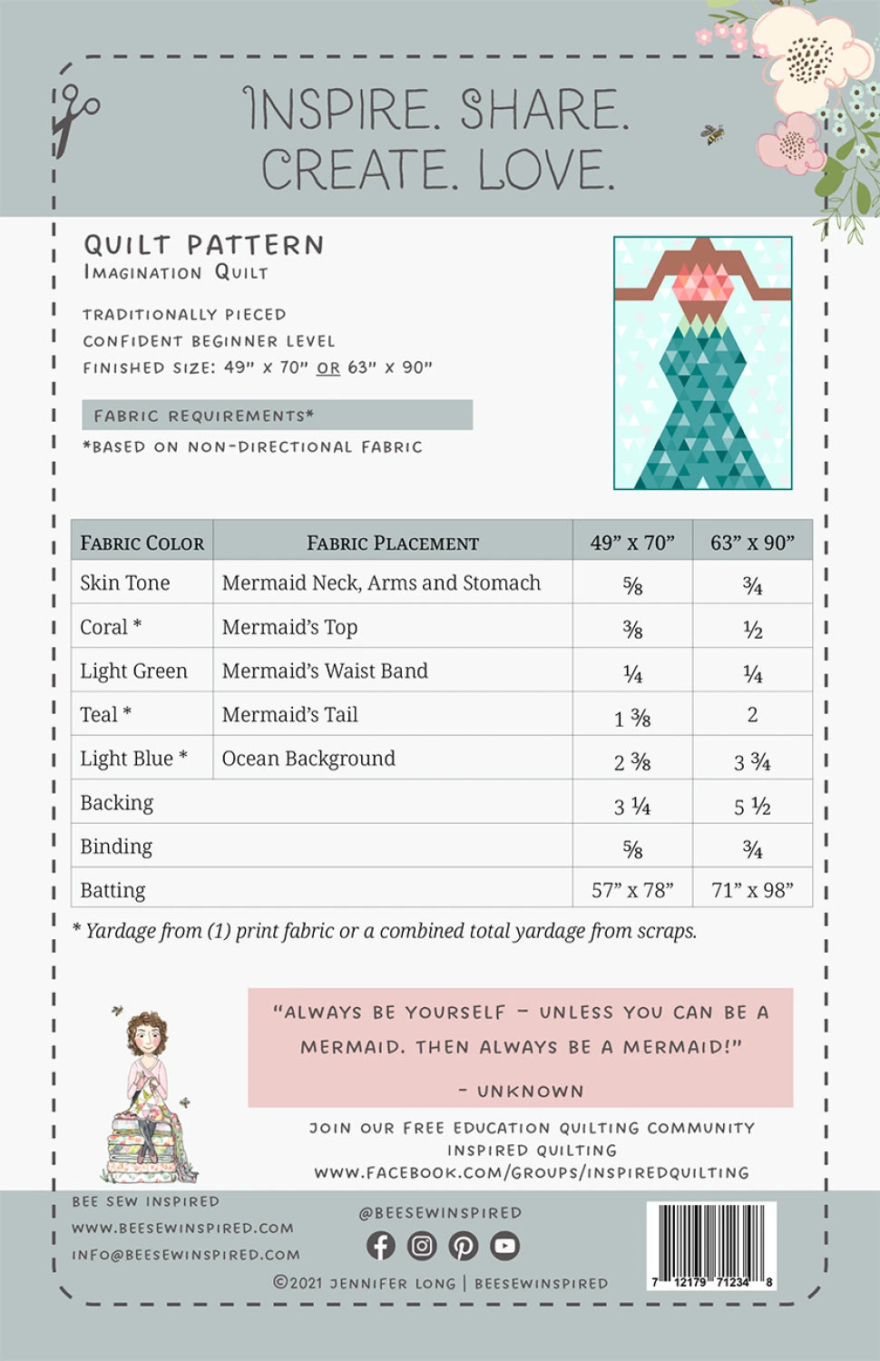 Be A Mermaid Quilt Pattern - image 2 - quilting pattern with step-by-step instructions