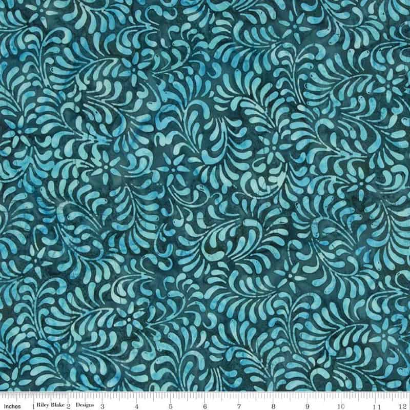 Expressions Batiks Tjaps Teal Blue Fabric Yardage