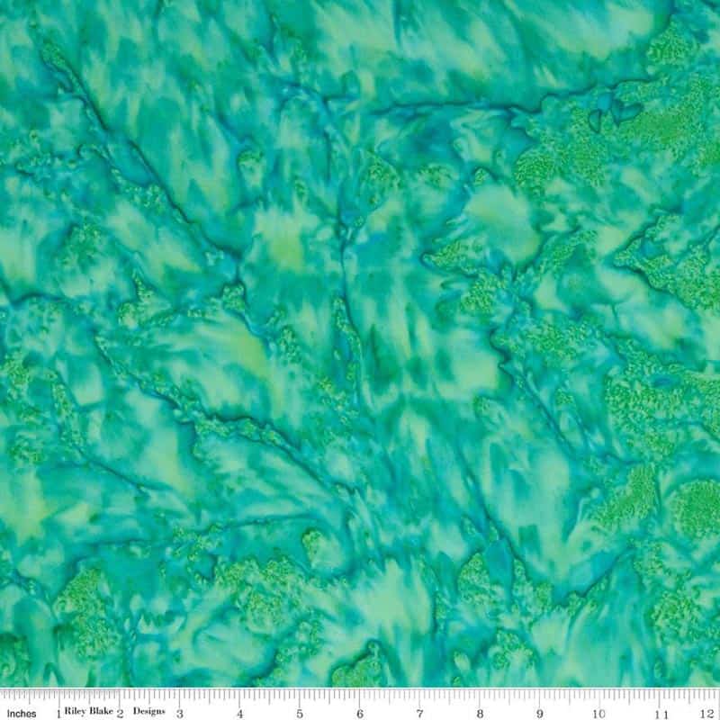 Expressions Batiks Hand-Dyes Turquoise Green Fabric Yardage