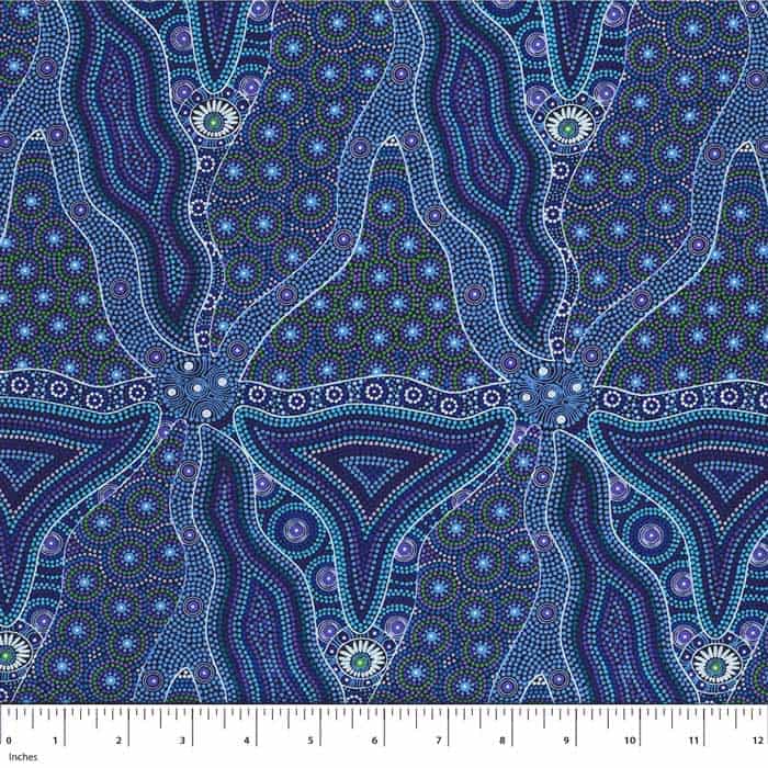 Bush Tomato & Waterhole Blue Fabric Yardage