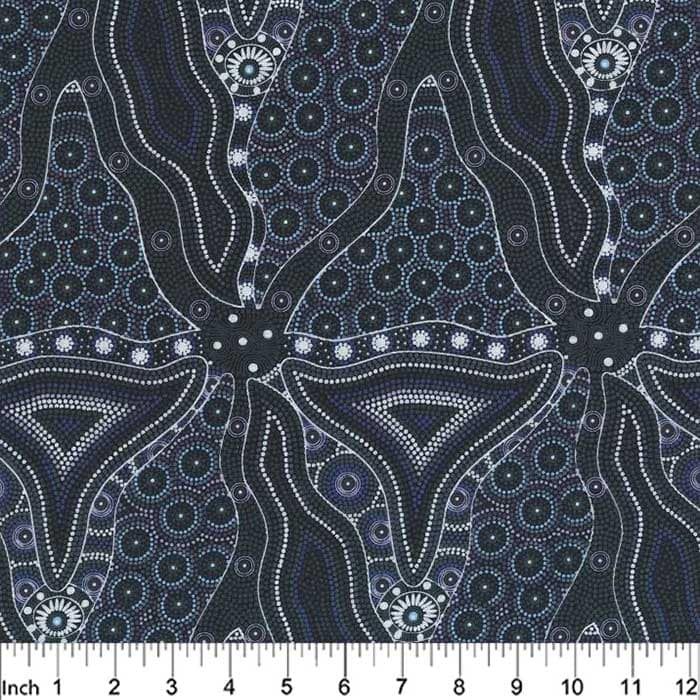 Bush Tomato & Waterhole Black Fabric Yardage