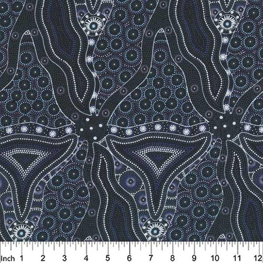 Bush Tomato & Waterhole Black Fabric Yardage