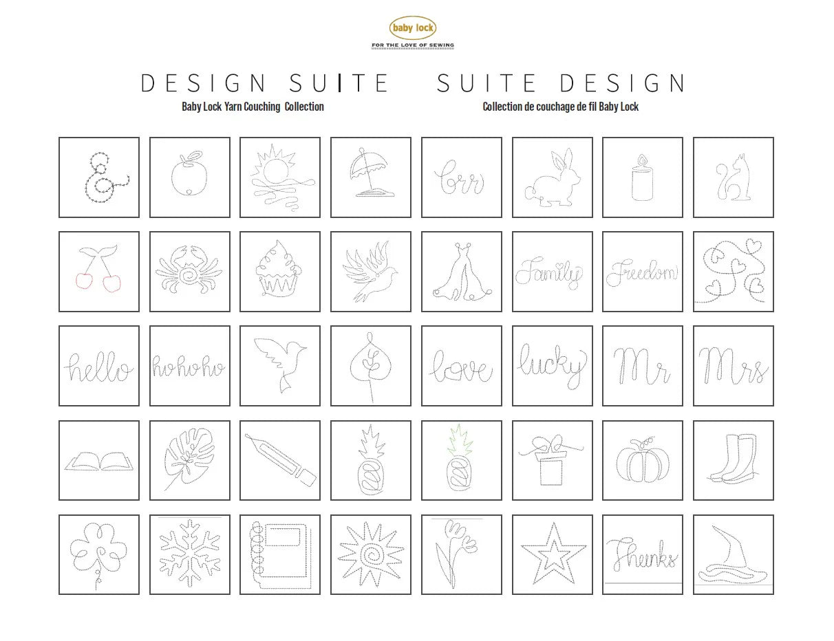 Baby Lock Design Suite Yarn Couching Embroidery Collection