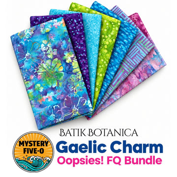 Mystery Five-0 Batik Botanica Oopsies fat quarter bundle with botanical batik variety