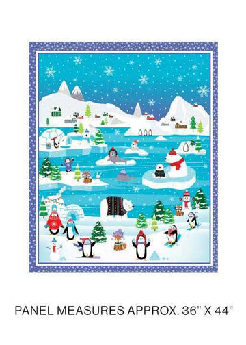 Snow Fun Panel Multi Fabric Panel - quilt fabric panel for quilting projects