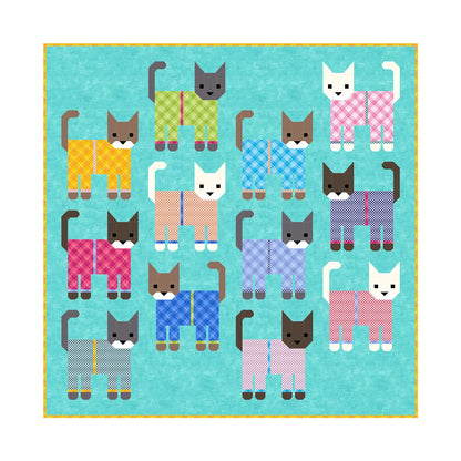 Cats In Pajamas Quilt Kit Large Size Available at Quilted Joy