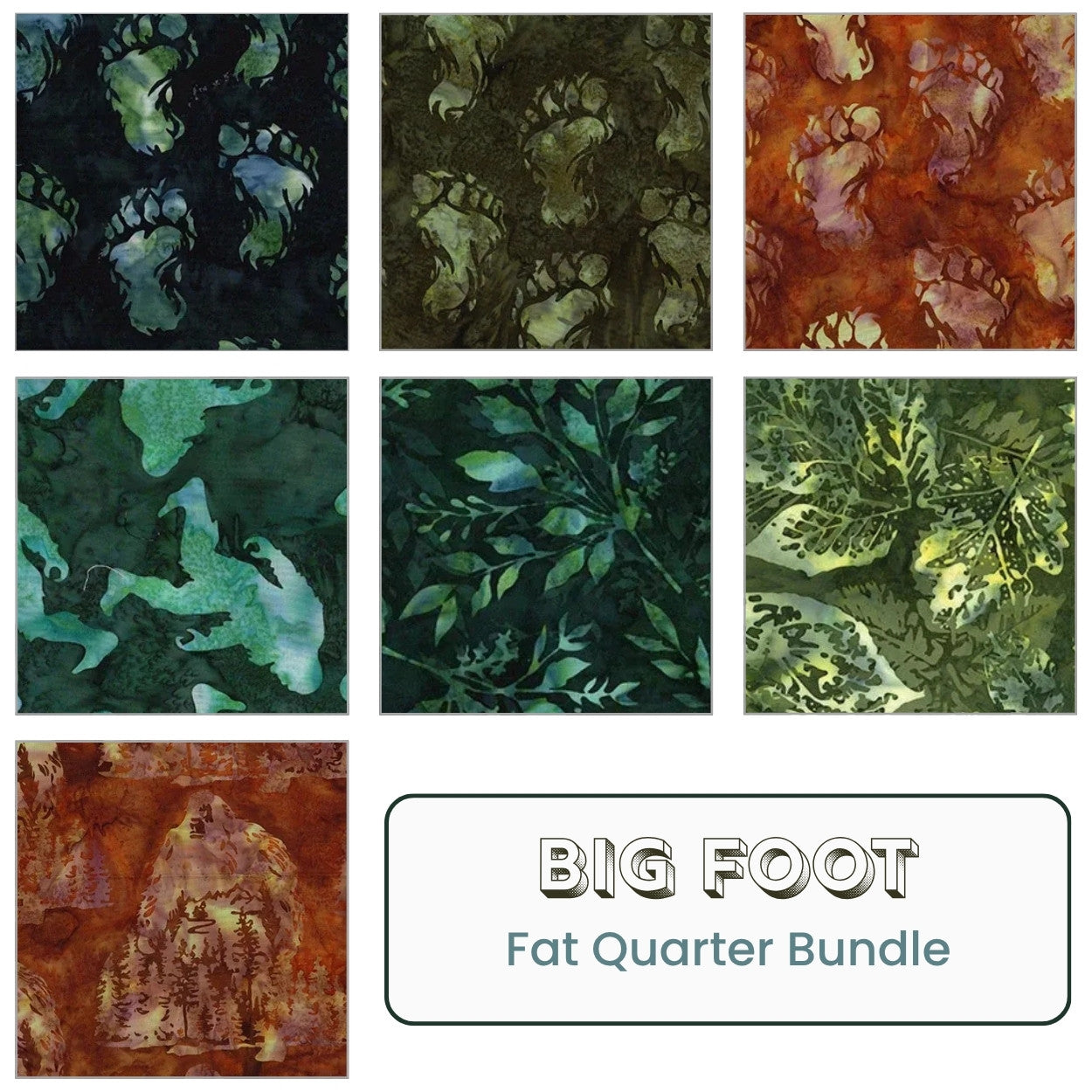 Big Foot Batiks Fat Quarter Bundle by Hoffman Fabrics - 7 batik fat quarters