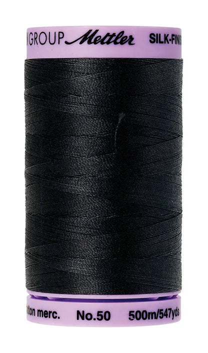 Mettler Cotton Silk Finish 50wt 500m Black - quilting supply from Quilted Joy