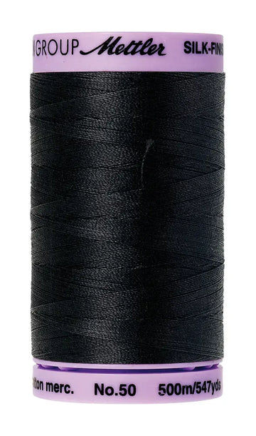 Mettler Cotton Silk Finish 50wt 500m Black - quilting supply from Quilted Joy