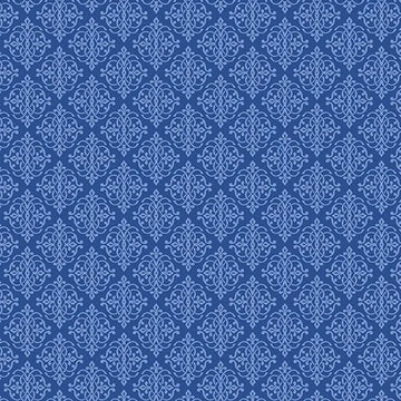 Mini Medallion Medium Blue Fabric Yardage - quilt fabric for sewing and quilting projects
