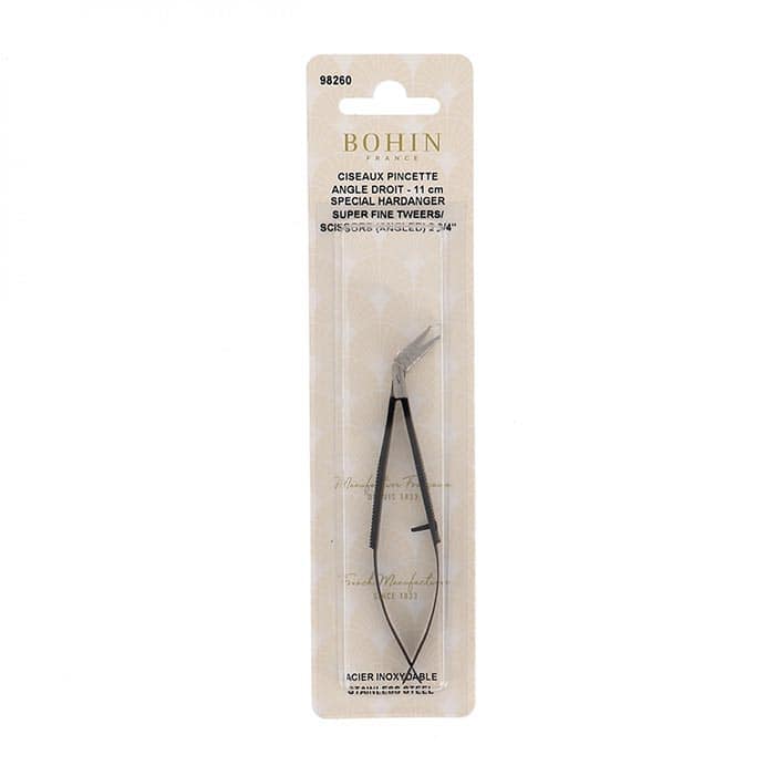 image of Bohin Superfine Angled Scissor and Tweezer in packaging