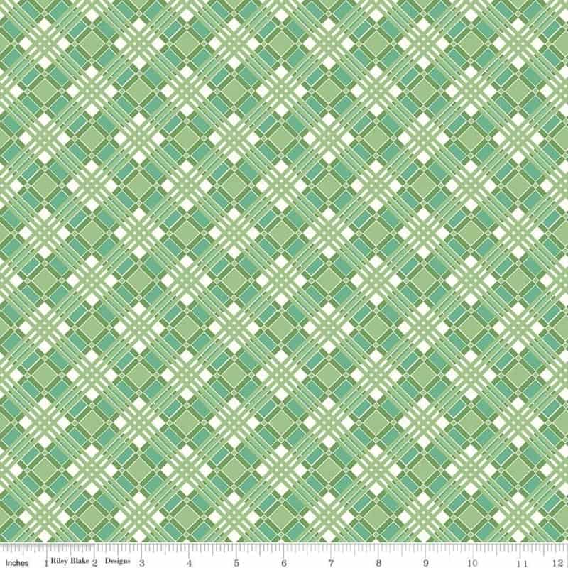 Flea Market Plaid Green Fabric Yardage