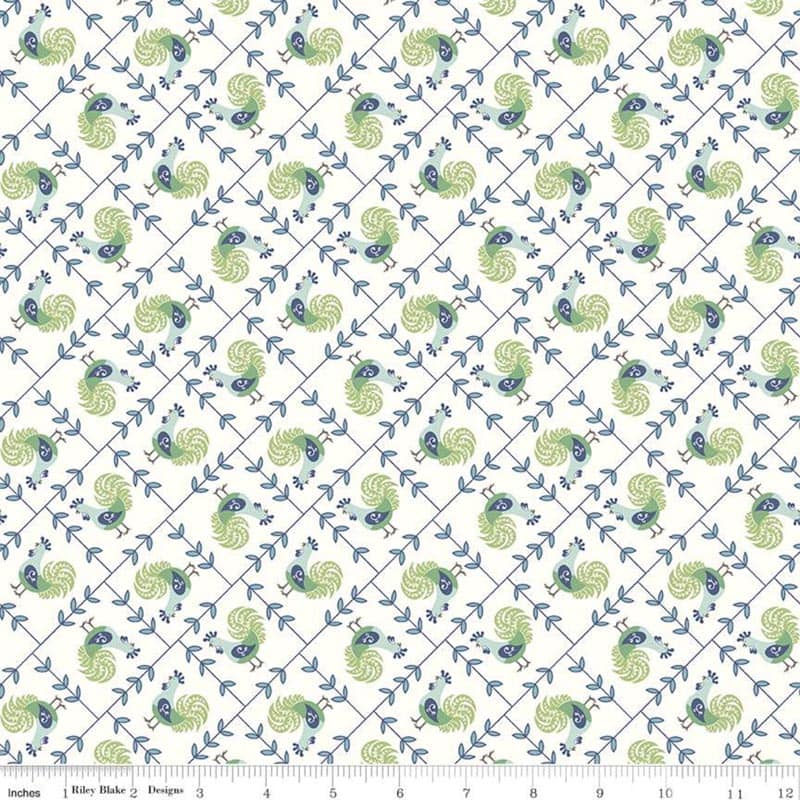 Cook Book Rooster Cottage Fabric Yardage