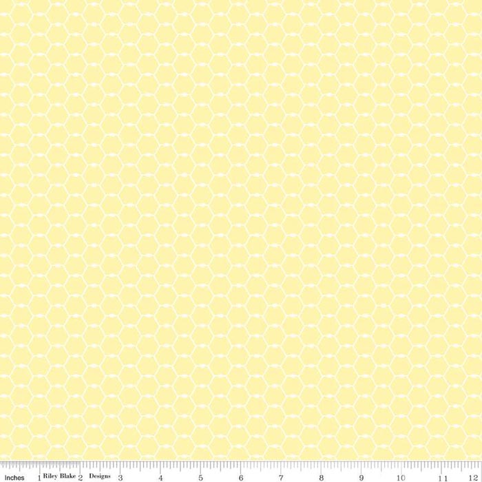 Coloring on the Farm Chicken Wire Yellow Fabric Yardage