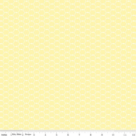 Coloring on the Farm Chicken Wire Yellow Fabric Yardage