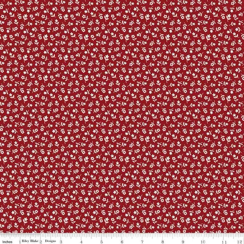 Calico Ditzy Beet Red Fabric Yardage