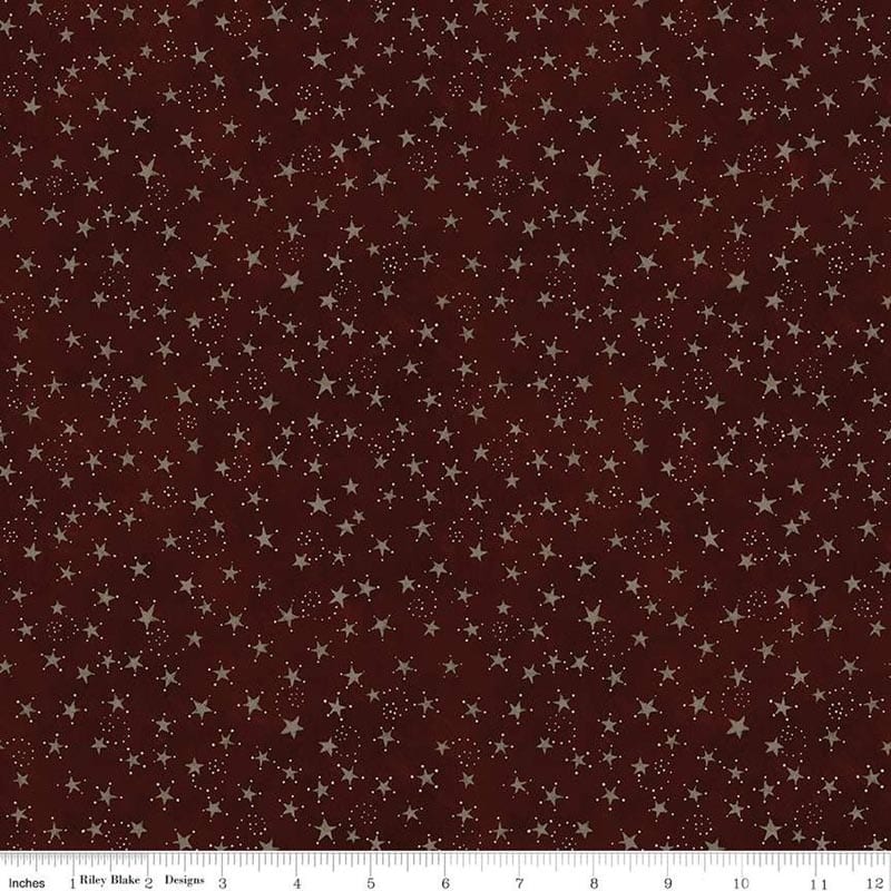 Bright Stars Burgundy Fabric Yardage