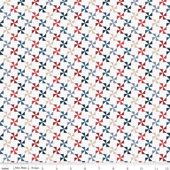 Red, White and True Off White Pinwheels Fabric Yardage