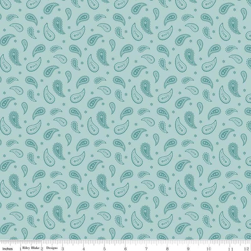 Ally's Garden Paisley Aqua Fabric Yardage