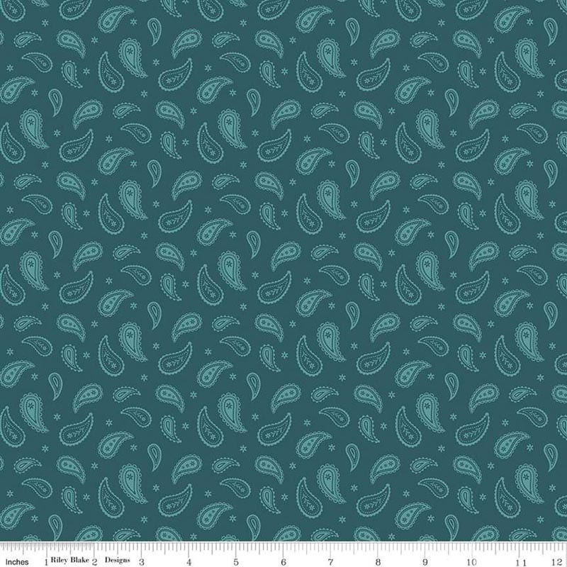 Ally's Garden Paisley Colonial Blue Fabric Yardage