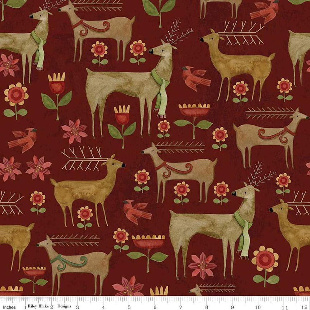 Kringle Garden Red Fabric Yardage Product Photo