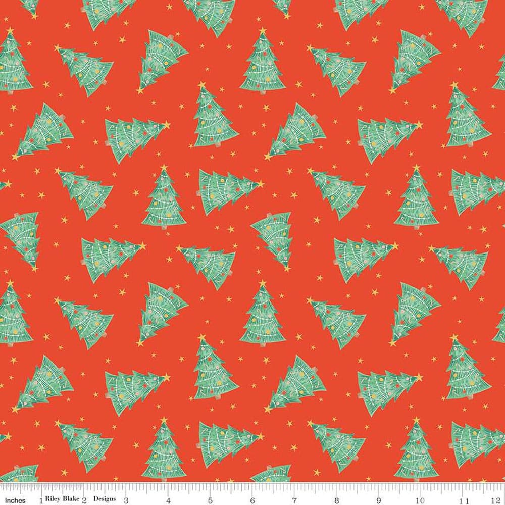 Holiday Cheer Trees Red Fabric Yardage Product Photo