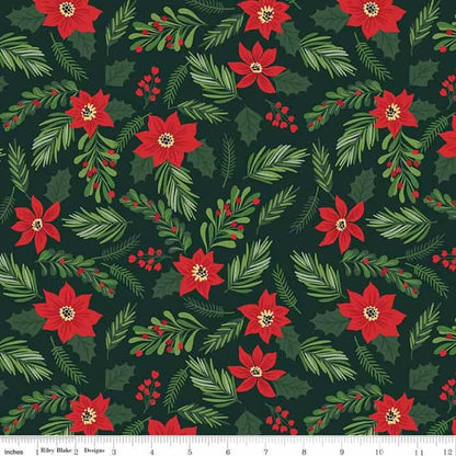 The Magic of Christmas Main Dark Green Fabric Yardage