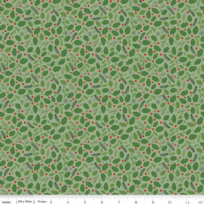 The Magic of Christmas Holly Leaf Fabric Yardage