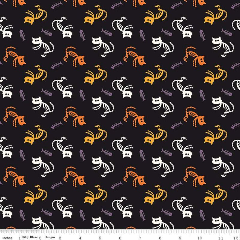 Beggar's Night Black Cats Fabric Yardage