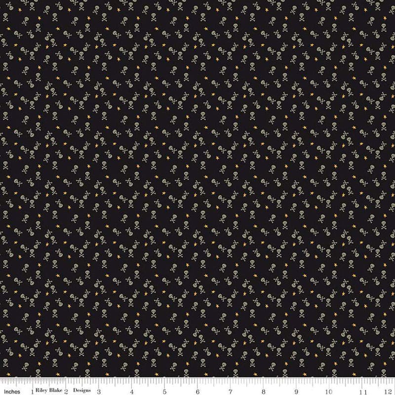 Beggar's Night Black Skulls Fabric Yardage