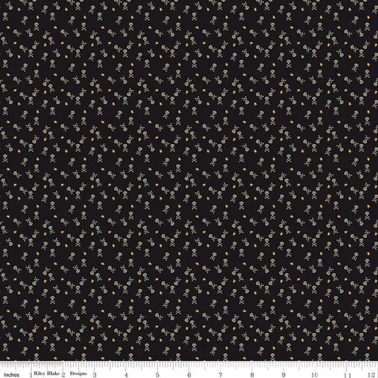 Beggar's Night Black Skulls Fabric Yardage