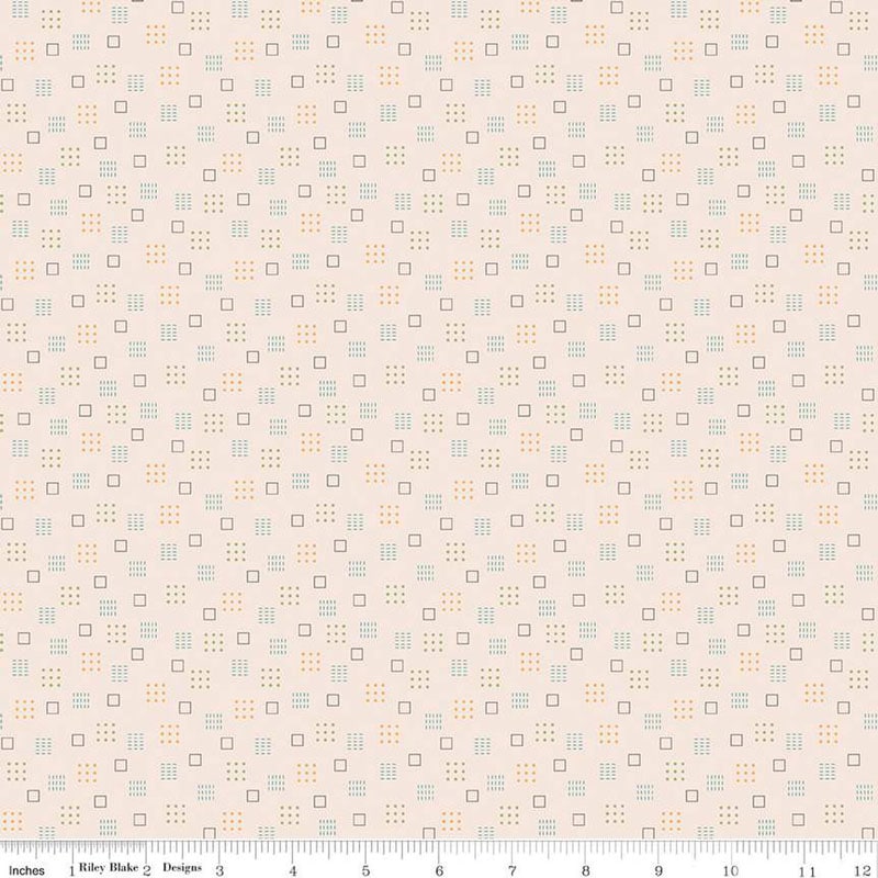 Autumn Squares Latte Fabric Yardage