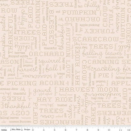 Autumn Words Latte Fabric Yardage