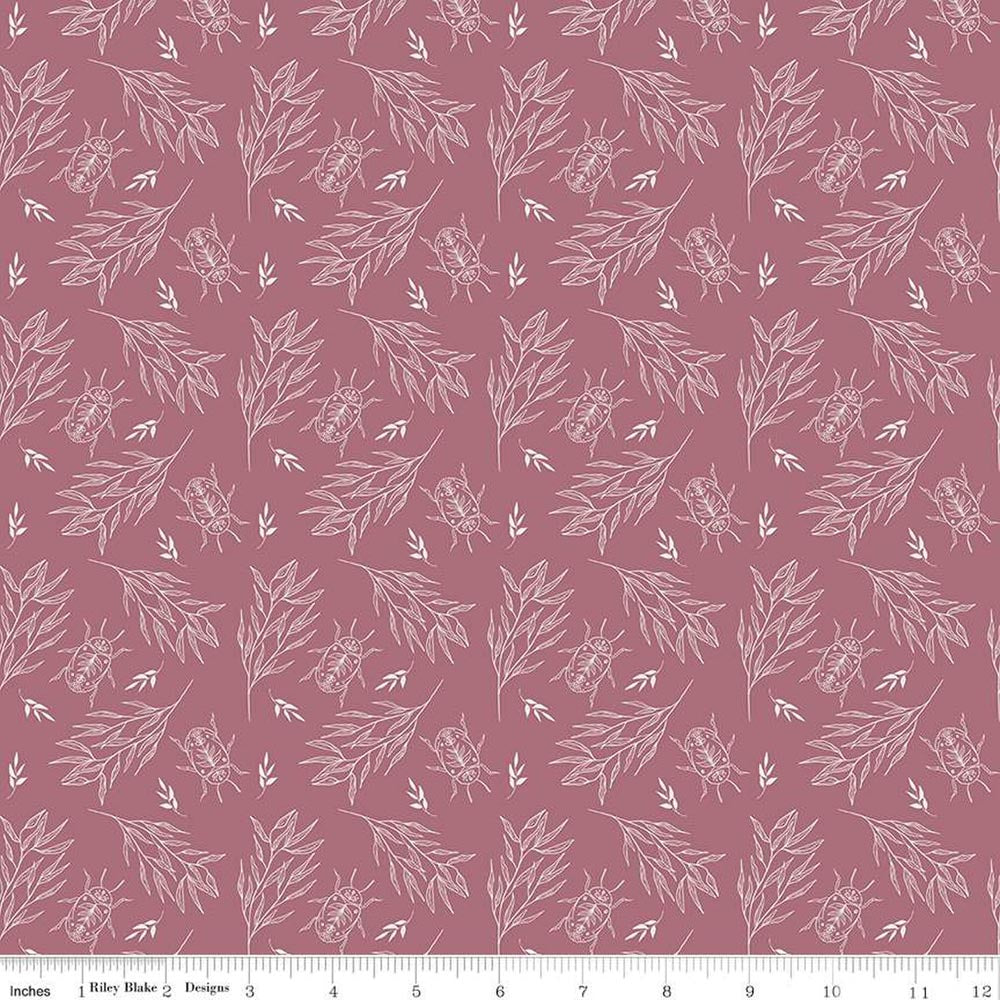 Garden Dreams Beetle Dusty Rose Fabric Yardage