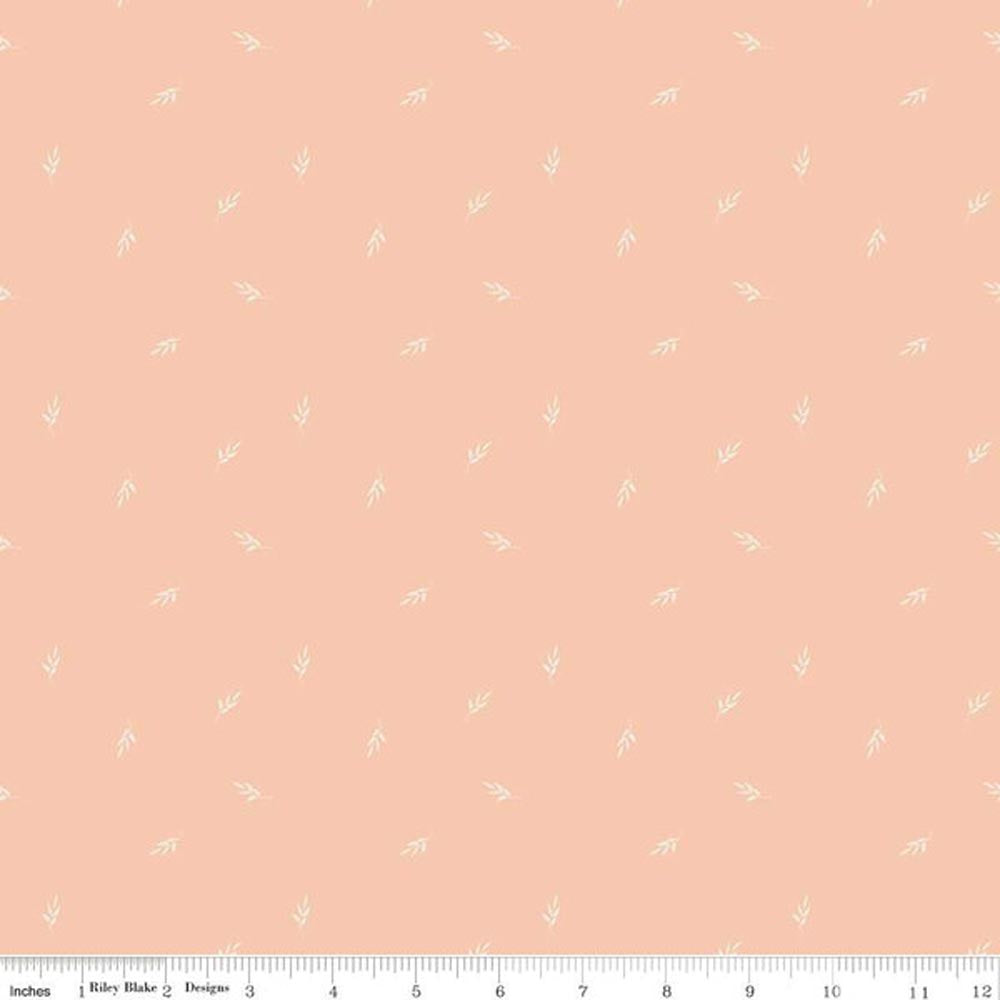 Garden Dreams Leaf Toss Peach Fabric Yardage