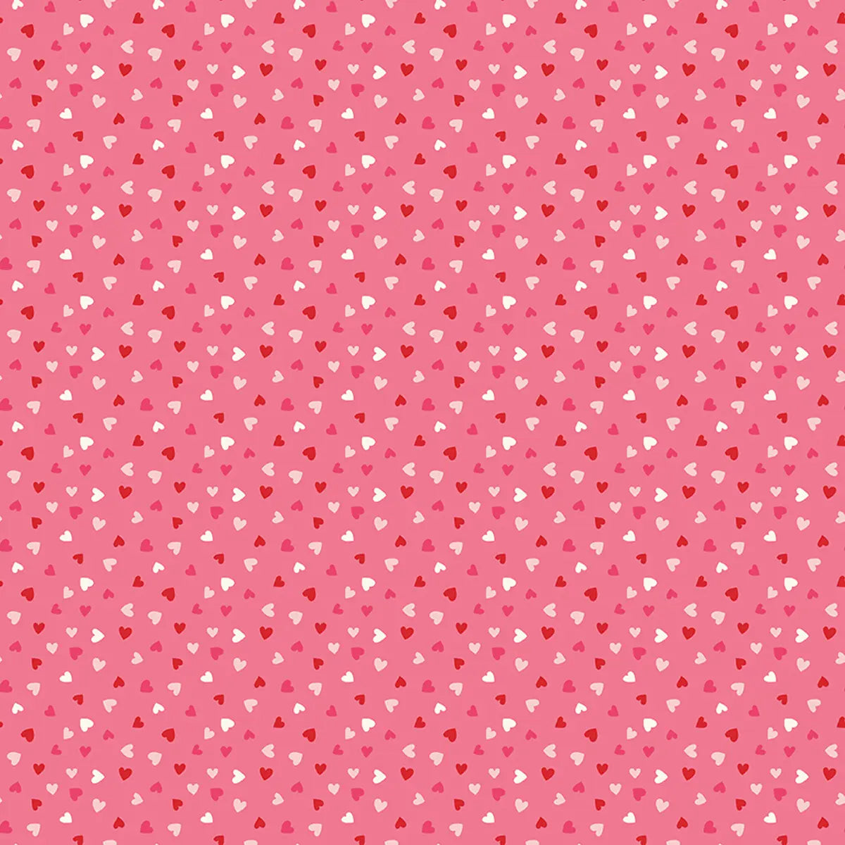 Sweetheart Heart Toss Hot Pink Fabric Yardage