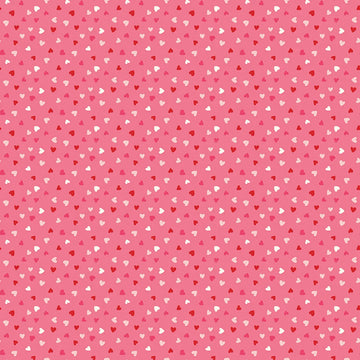 Sweetheart Heart Toss Hot Pink Fabric Yardage